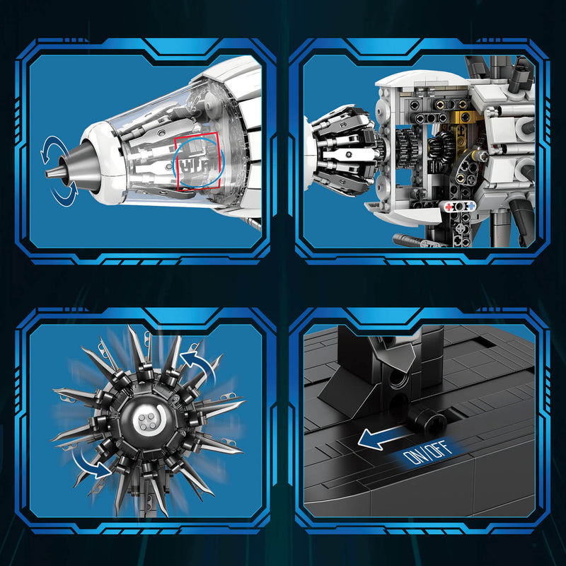 Motorised Aircraft Engine 1350Pcs