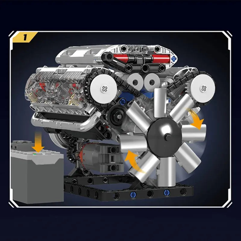 Motorised V8 Engine 534pcs